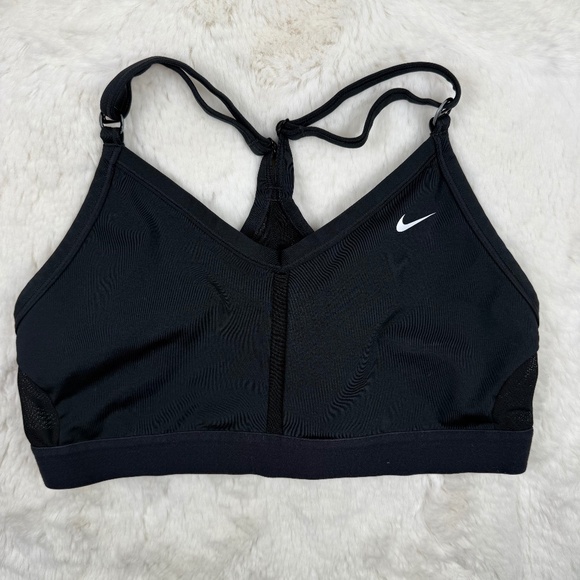 Nike Dri Fit Indy Women's Sports Bra Adjustable Straps Black White Large - Picture 1 of 6